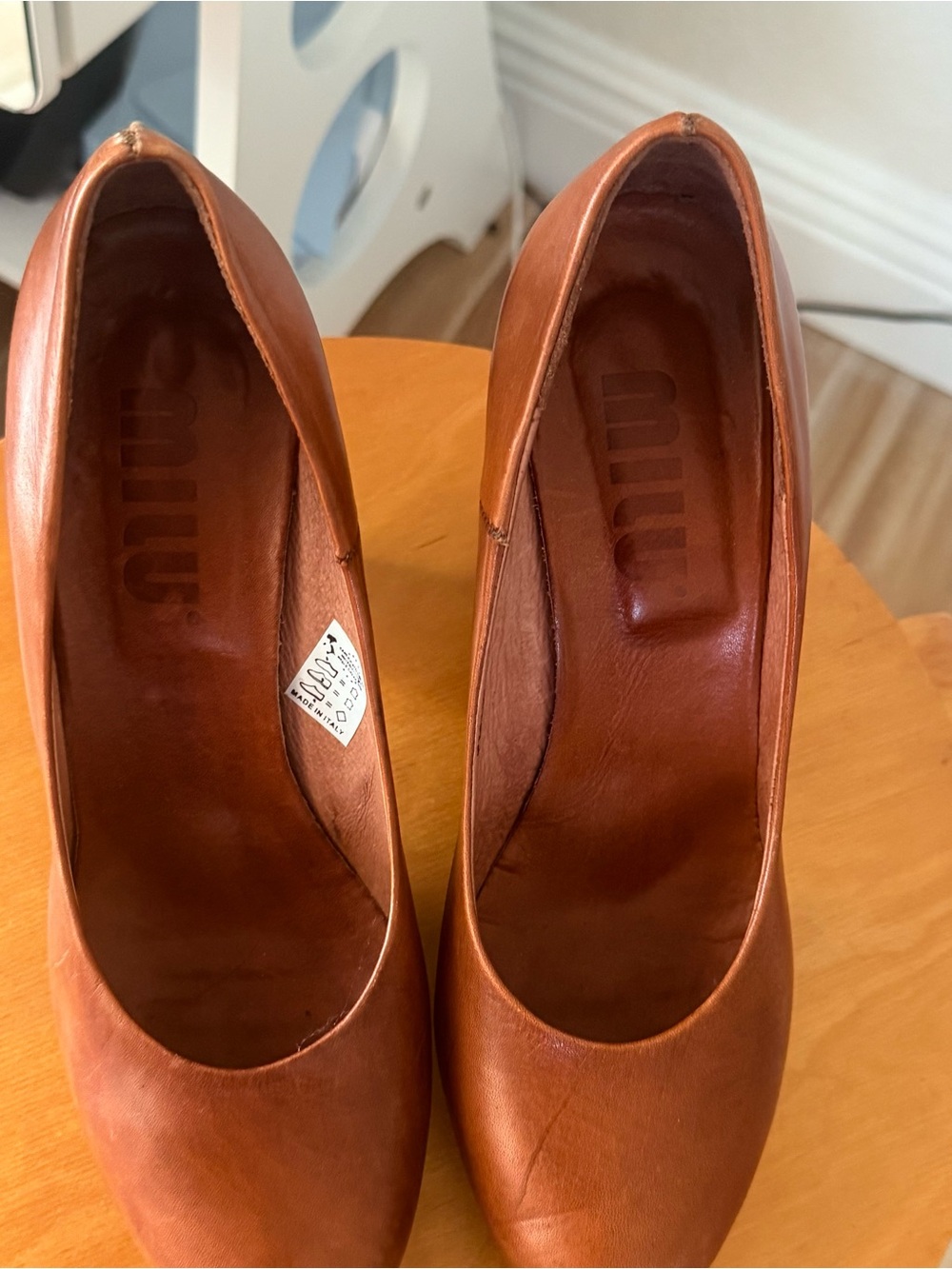 MIU MIU Women's Brown Leather Platform Pumps - Classic High Heel - Picture 7 of 7